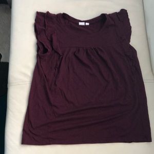 Burgundy Gap tank top w/ ruffle sleeves, size S